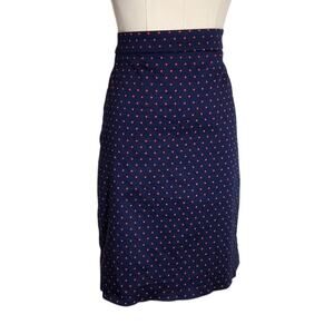 J.Crew Polka Dot Pencil Skirt Navy Red Cotton Blend Preppy Twee Womens Size 4